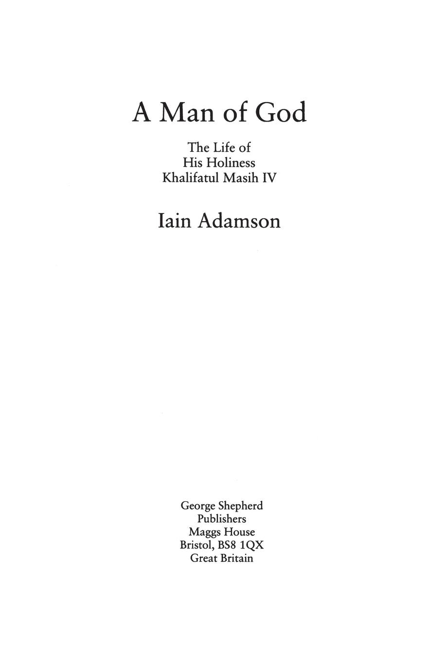 A Man Of God – Lain Adamson